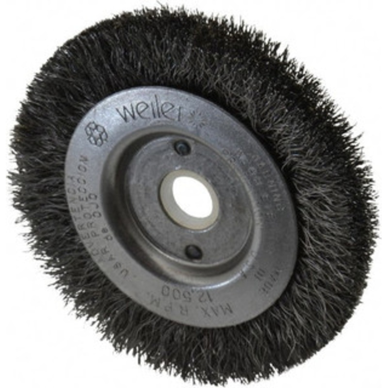 Weiler Abrasives 3 OD, 1/2 Arbor Hole, Crimped Steel Wheel Brush 7/16 Face Width, 1/2 Trim Length, 0.008 Filament Diam, 12,500 RPM 00214 – 75843318