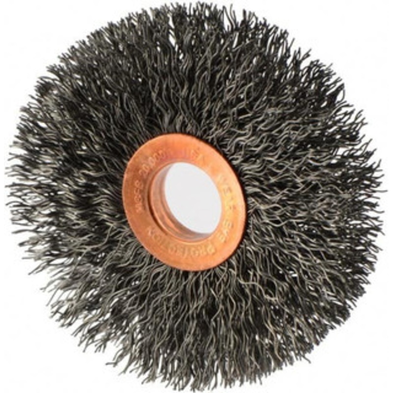Weiler Abrasives 3 OD, 5/8 Arbor Hole, Crimped Steel Wheel Brush 5/8 Face Width, 15/16 Trim Length, 0.014 Filament Diam, 20,000 RPM 15677 – 75849455
