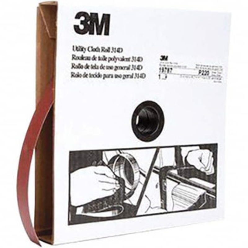 3M 1 x 50 Yd 220 Grit Aluminum Oxide Shop Roll Very Fine Grade, J Weighted Cloth Backing 7000118509 – 06363402