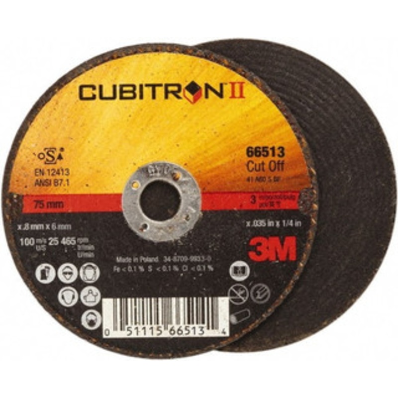 3M 3 x 0.035, 1/4 Hole 60 Grit Ceramic Cutoff Wheel Reinforced, 25,465 Max RPM, Use with Angle Grinders 7100094770 – 81680449