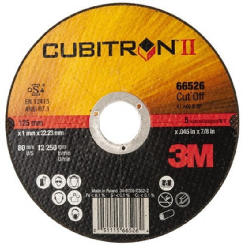 3M 5 x 0.045, 7/8 Hole 60 Grit Ceramic Cutoff Wheel Reinforced, 12,250 Max RPM, Use with Angle Grinders 7100228960 – 81680316