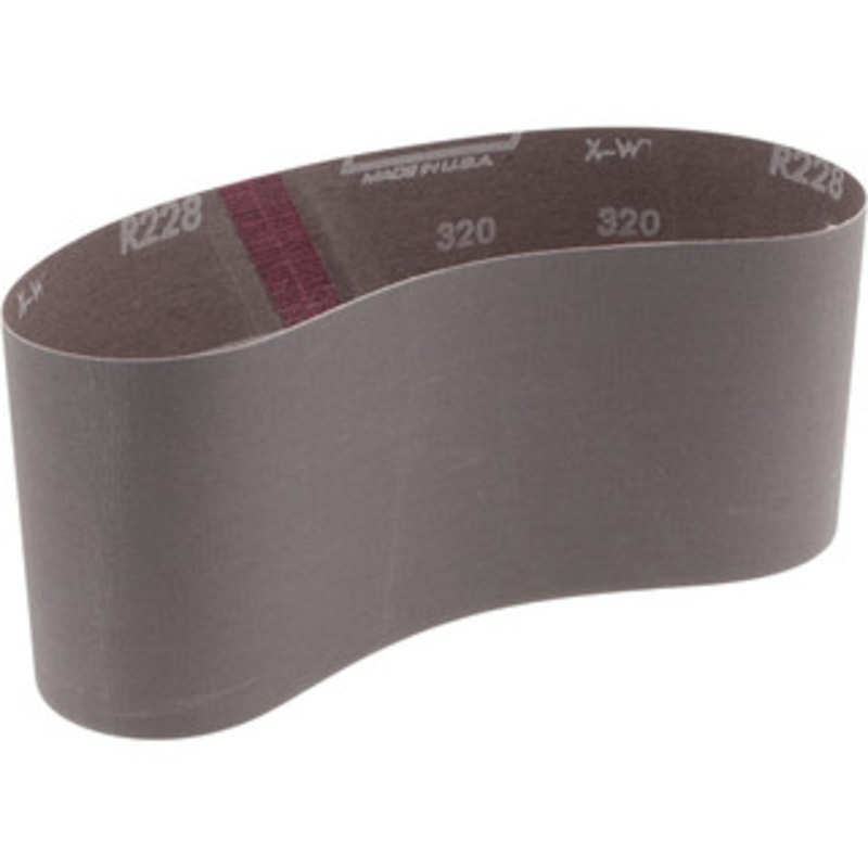 Norton 4 Wide x 24 OAL, 320 Grit, Aluminum Oxide Abrasive Belt Aluminum Oxide, Extra Fine, Coated, Series R228 78072788241 – 82176009