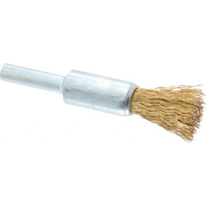 Value Collection 1/2 Diam Brass-Coated Steel Crimped End Brush 3/4 Trim Length, 1/4 Shank Diam, 4,500 Max RPM S88934765 – 88934765