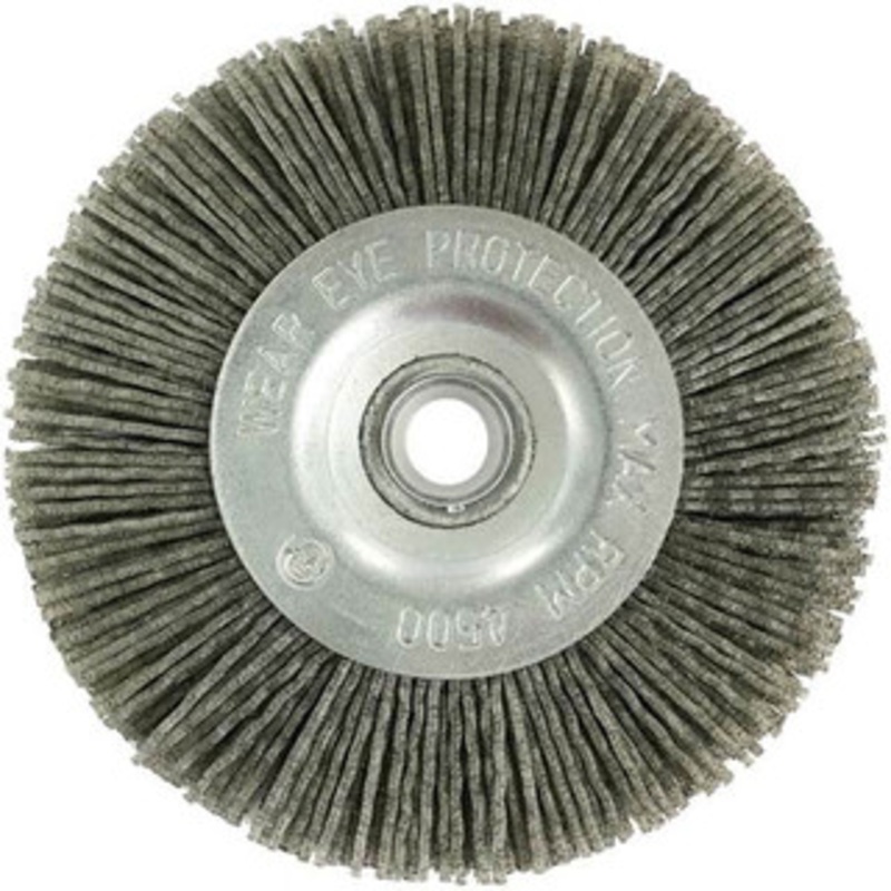Value Collection 3 OD, 1/2 Shank Diam, 1/2 Arbor Hole, Crimped Nylon Wheel Brush 3/8 Face Width, 5/16 Trim Length, 4,500 RPM 3507512590 – 82410317