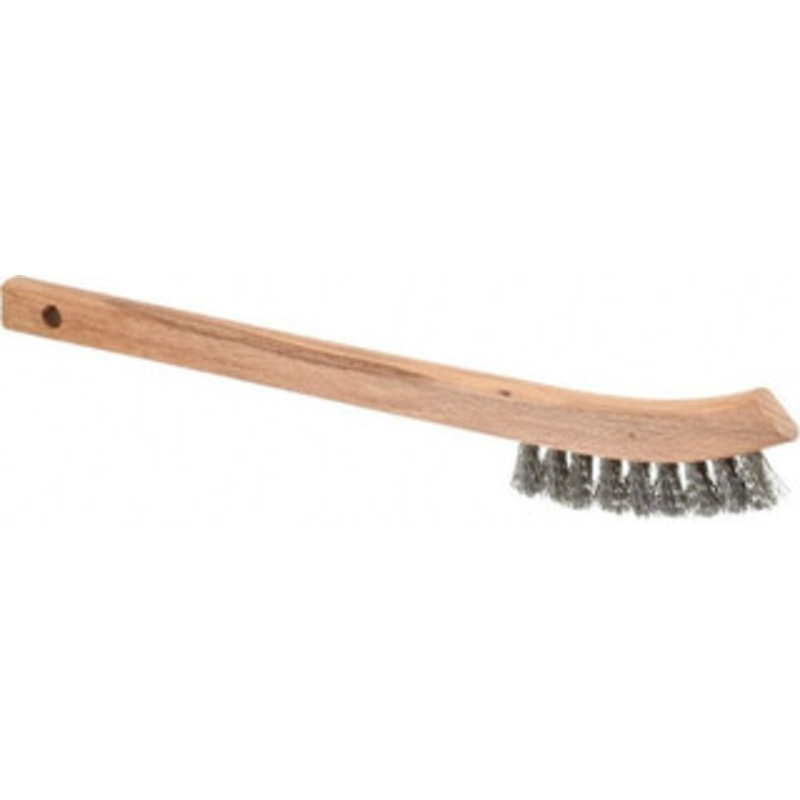 Weiler Abrasives 2 Rows x 9 Columns Aluminum Scratch Brush 8-3/4 OAL, 5/8 Trim Length, Wood Toothbrush Handle 98472 – 82072109