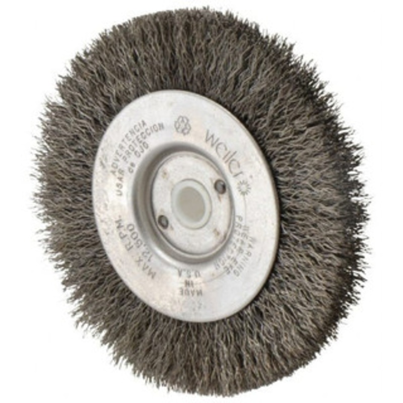 Weiler Abrasives 4 OD, 1/2 Arbor Hole, Crimped Steel Wheel Brush 1/2 Face Width, 7/8 Trim Length, 0.0095 Filament Diam, 12,500 RPM 00124 – 75843250