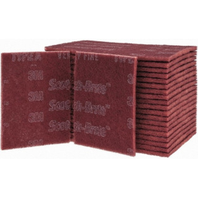 3M Very Fine Grade, Aluminum Oxide Hand Pad Maroon, 6 Wide x 9 Long, Nonwoven 7100023339 – 42747170