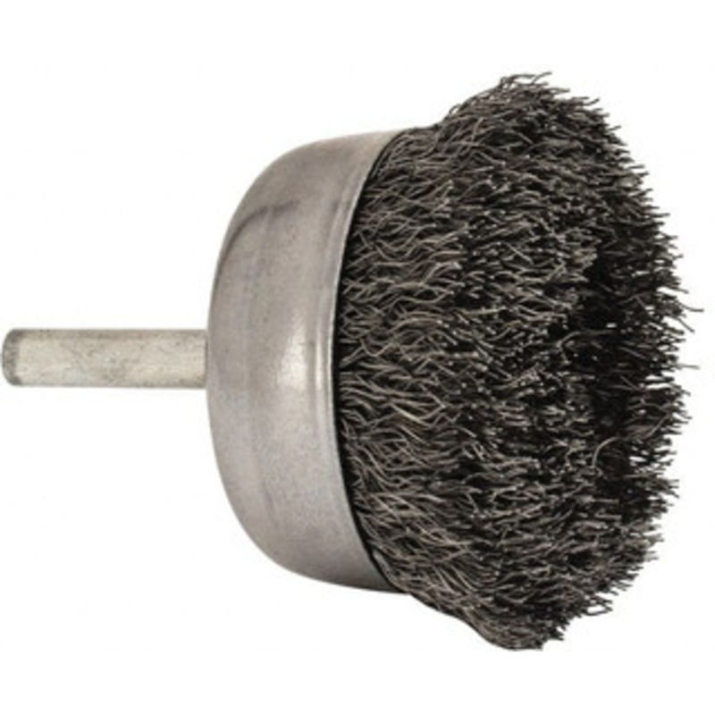 Made in USA 2-1/4 Diam 1/4 Shank Steel Fill Cup Brush Crimped Wire, 0.0104 Wire Diam, 5/8 Trim, 13,000 Max RPM PB32985 – 03541166