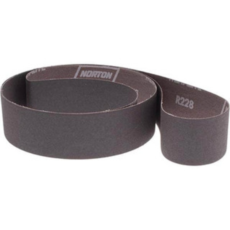 Norton 2 Wide x 72 OAL, 120 Grit, Aluminum Oxide Abrasive Belt Aluminum Oxide, Fine, Coated, X Weighted Cloth Backing, Series R228 78072721318 – 09011941