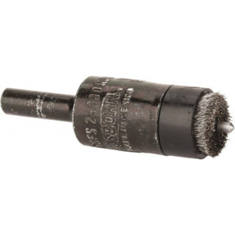 Osborn 1/2 Diam Stainless Steel End Brush with Pilot 3/8 Trim Length, 1/4 Shank Diam, 3/32 Pilot Diam, 25,000 Max RPM 0003075300 – 00126748