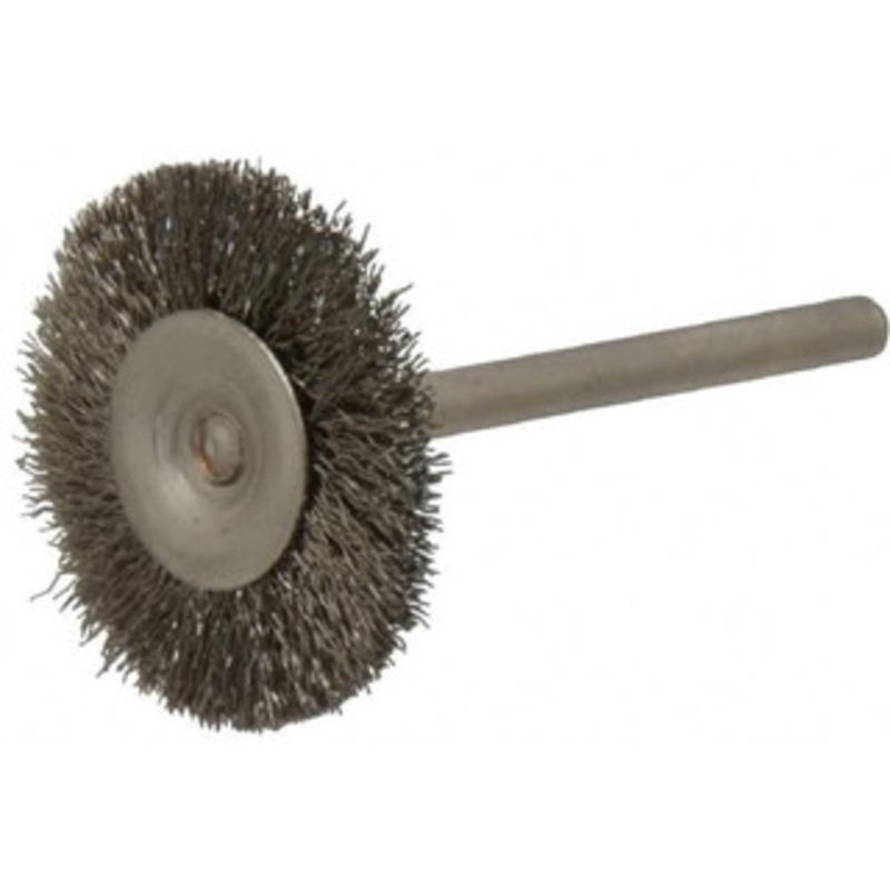 Osborn 1 OD, 1/8 Shank Diam, Crimped Stainless Steel Wheel Brush 0.005 Filament Diam, 25,000 RPM 0007575500 – 00079558