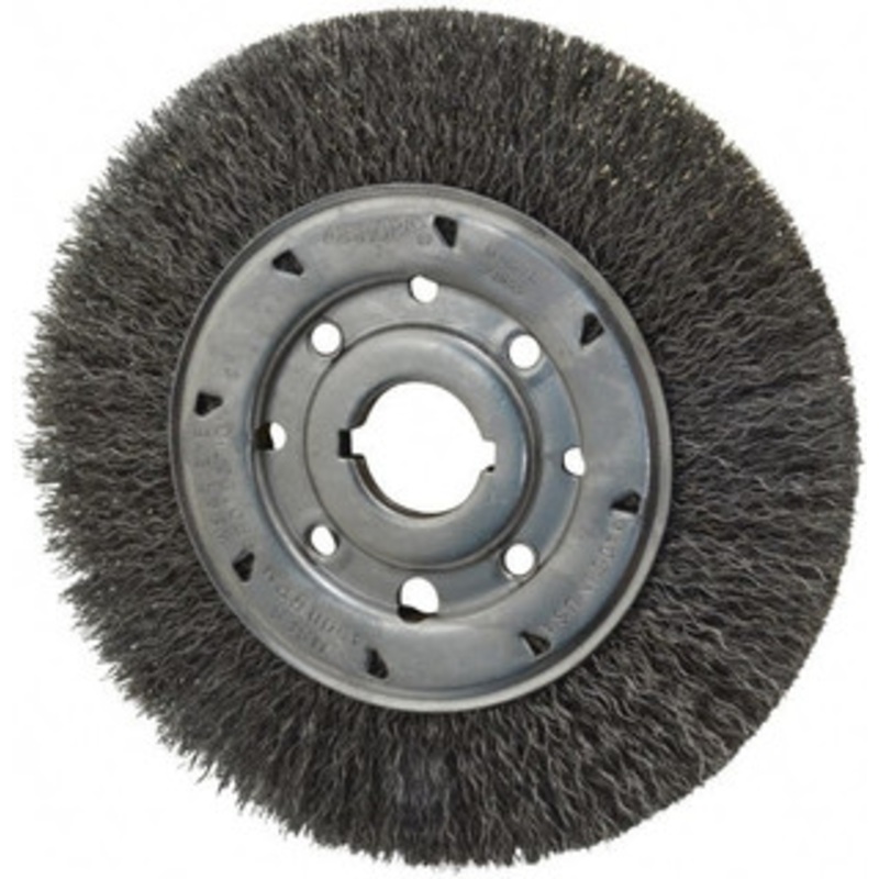 Osborn 8 OD, 1-1/4 Arbor Hole, Crimped Steel Wheel Brush 5/8 Face Width, 1-1/2 Trim Length, 0.014 Filament Diam, 4,500 RPM 0002140700 – 06081582
