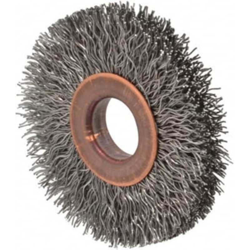 Value Collection 2 OD, 1/2 Arbor Hole, Crimped Steel Wheel Brush 5/16 Face Width, 1/2 Trim Length, 0.012 Filament Diam, 15,000 RPM S00651752 – 00651752