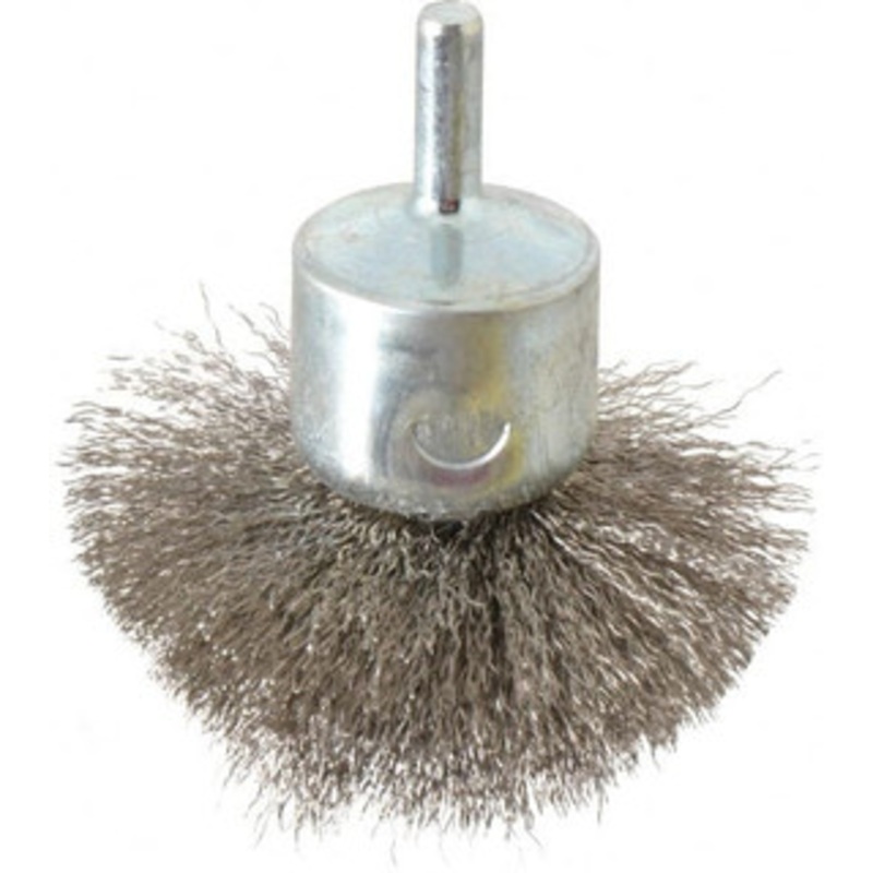 Weiler Abrasives 2-3/4 Diam Stainless Steel Flared Crimped End Brush 1/4 Shank Diam, 16,000 Max RPM 90306 – 00462846