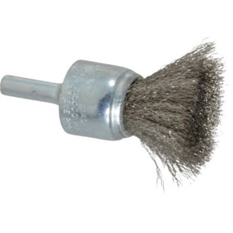 Weiler Abrasives 3/4 Diam Stainless Steel Crimped End Brush 7/8 Trim Length, 1/4 Shank Diam, 22,000 Max RPM 90291 – 00462697