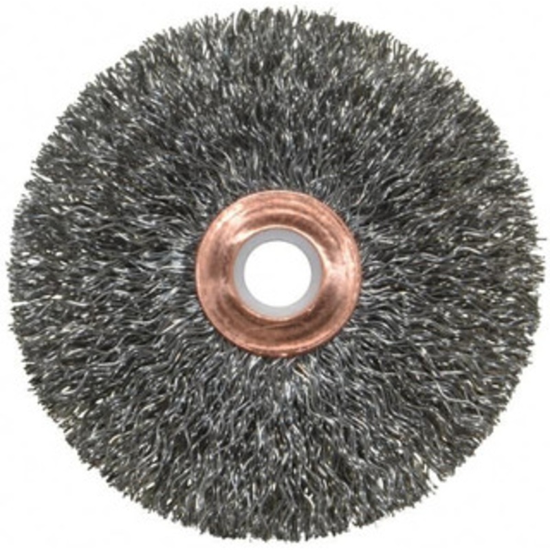 Weiler Abrasives 3 OD, 1/2 Arbor Hole, Crimped Steel Wheel Brush 5/8 Face Width, 1 Trim Length, 0.0118 Filament Diam, 20,000 RPM 93663 – 03598158