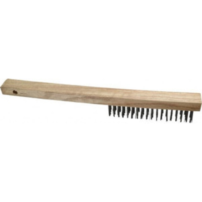 Weiler Abrasives 4 Rows x 18 Columns Curved Handle Steel Scratch Brush 6 Brush Length, 14 OAL, 1 Trim Length, Wood Curved Handle 98464 – 75851857