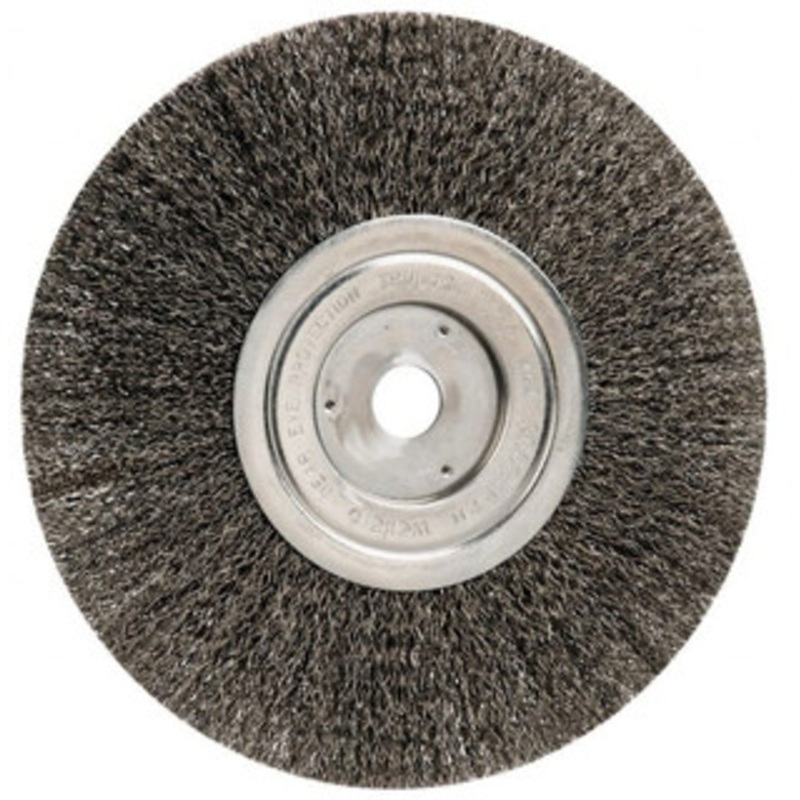 Weiler Abrasives 8 OD, 3/4 Arbor Hole, Crimped Steel Wheel Brush 1/2 Face Width, 2-1/16 Trim Length, 0.014 Filament Diam, 6,000 RPM 01178 – 83067843