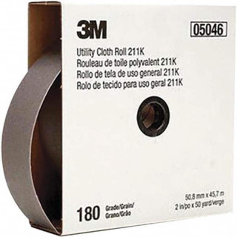 3M 2 x 50 Yd 180 Grit Aluminum Oxide Shop Roll Very Fine Grade, J Weighted Cloth Backing 7000118342 – 01653930