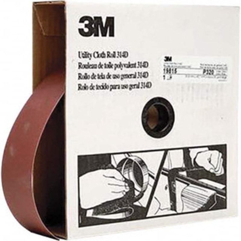 3M 2 x 50 Yd 320 Grit Aluminum Oxide Shop Roll Extra Fine Grade, J Weighted Cloth Backing 7000118535 – 06363659