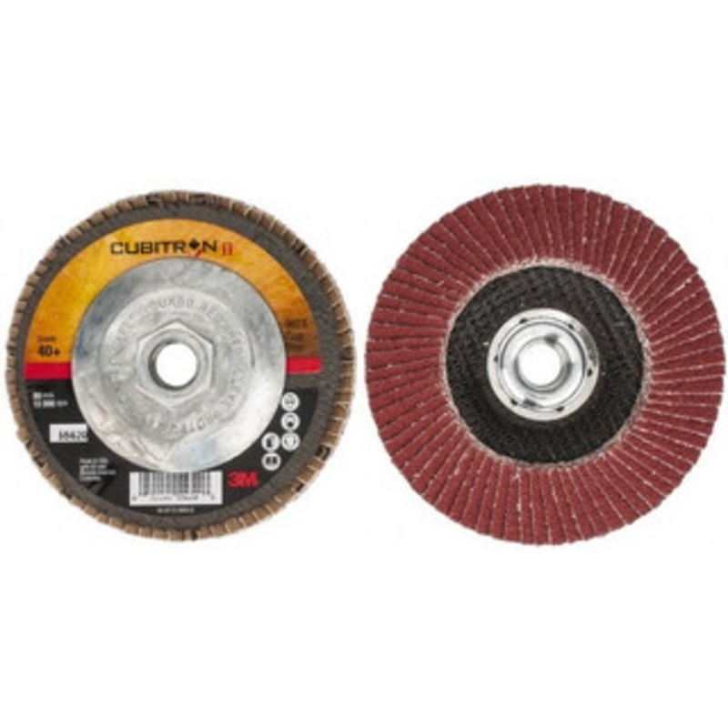 3M 4-1/2 40 Grit 5/8-11 Center Hole Type 29 Ceramic Flap Disc Very Coarse Grade, Coated, Arbor Attachment, Cloth Backing, 13,300 RPM 7100049935 – 45638731
