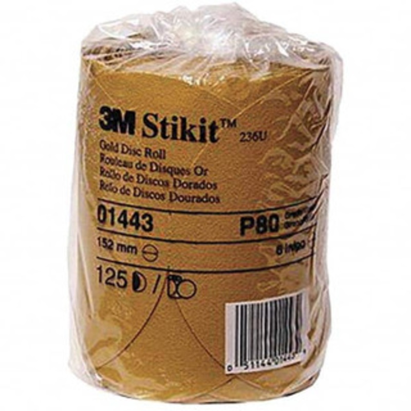 3M Adhesive PSA Disc Medium Grade, Gold, Paper Backing, Flexible, Use with Random Orbital Sanders 7100030963 – 01862572