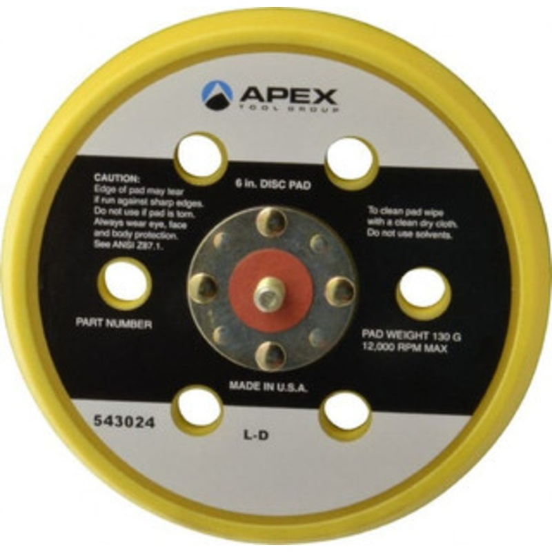 Cleco 6 Diam Hook & Loop Disc Backing Pad Hard Density, 13,000 RPM 543024 – 01877299