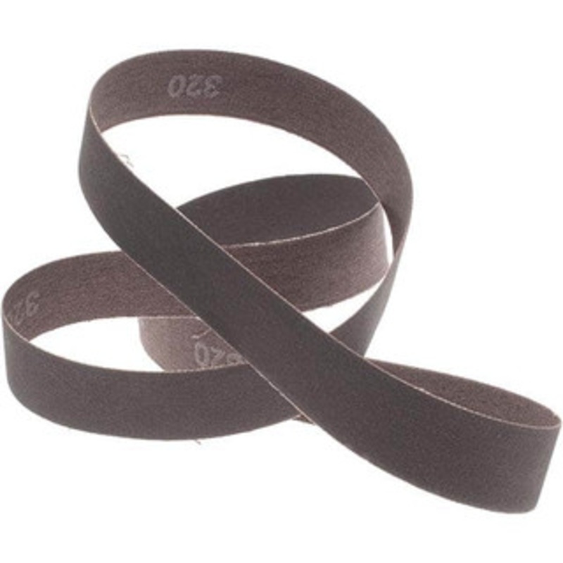 Norton 1 Wide x 42 OAL, 320 Grit, Aluminum Oxide Abrasive Belt Aluminum Oxide, Extra Fine, Coated, X Weighted Cloth Backing, Series R228 78072720865 – 05964325