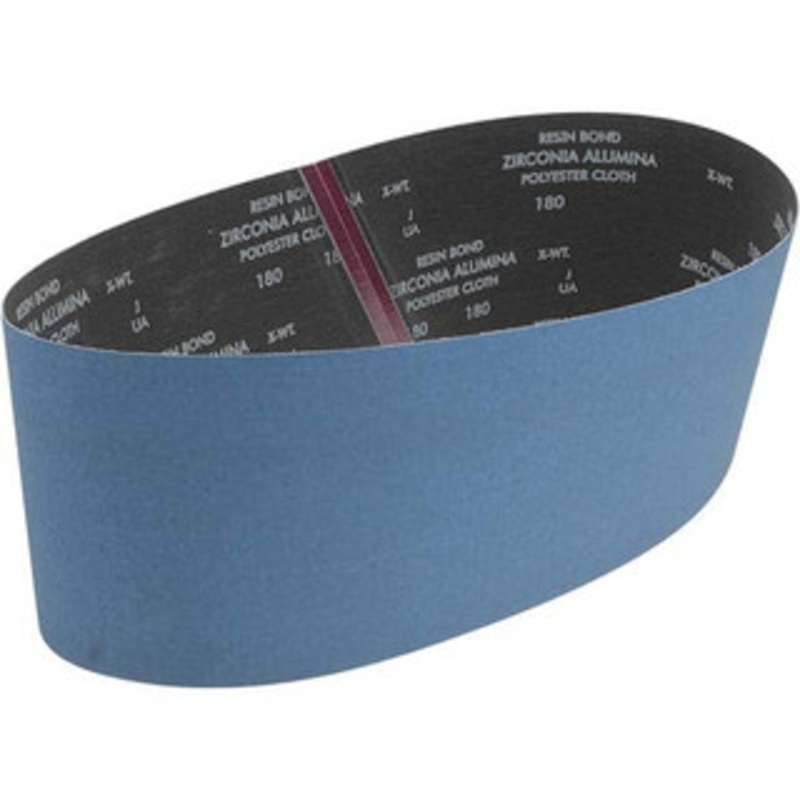 Norton 6 Wide x 48 OAL, 180 Grit, Zirconia Alumina Abrasive Belt Zirconia Alumina, Very Fine, Coated, X Weighted Cloth Backing, Series R823 78072749892 – 82108275