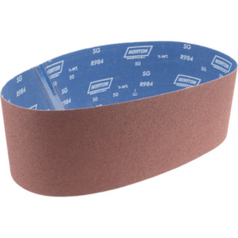 Norton 6 Wide x 48 OAL, 50 Grit, Ceramic Abrasive Belt Ceramic, Coarse, Coated, Y Weighted Cloth Backing, Series R984 78072783799 – 82175829