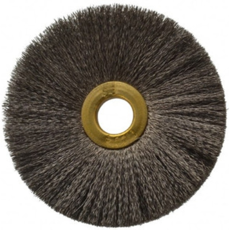 Osborn 3 OD, 1/2 Arbor Hole, Crimped Stainless Steel Wheel Brush 1/4 Face Width, 1 Trim Length, 0.005 Filament Diam, 20,000 RPM 0001142600 – 06081970