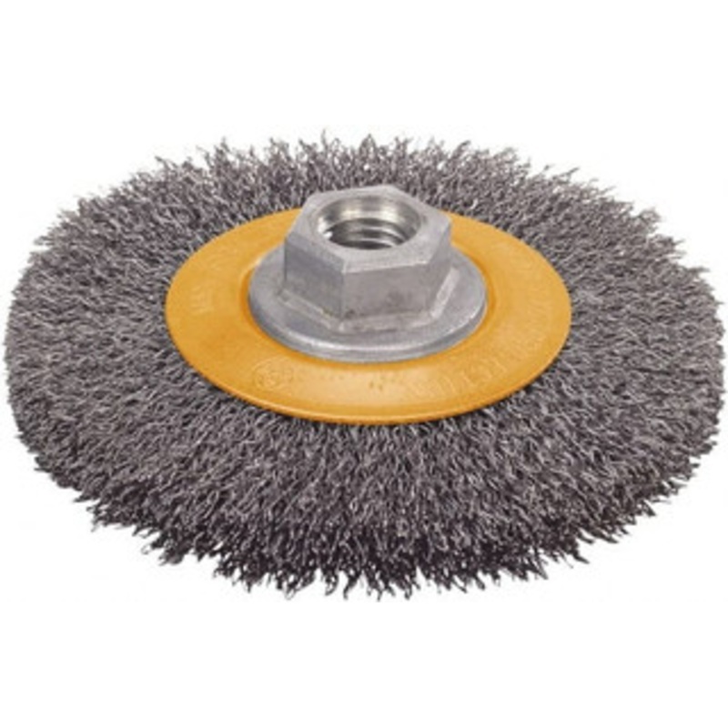 Walter Surface Technologies 4-1/2 OD, 5/8-11 Arbor Hole, Crimped Stainless Steel Wheel Brush 5/8 Face Width, 1 Trim Length, 0.0118 Filament Diam, 12,500 RPM 13J464 – 41778416