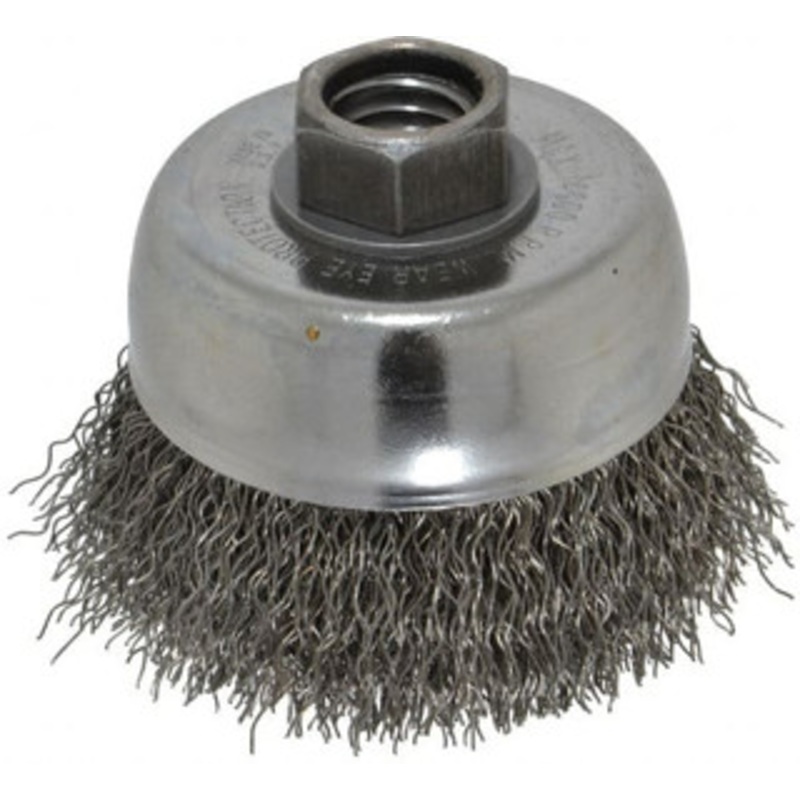 Weiler Abrasives 3 Diam 5/8-11 Threaded Arbor Steel Fill Cup Brush Crimped Wire, 0.014 Wire Diam, 7/8 Trim, 14,000 Max RPM 93643 – 03597622