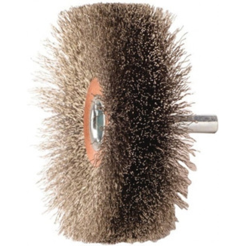 Weiler Abrasives 3 OD, 1/4 Shank Diam, Crimped Stainless Steel Wheel Brush 1 Face Width, 15/16 Trim Length, 0.008 Filament Diam, 20,000 RPM 17637 – 75849992