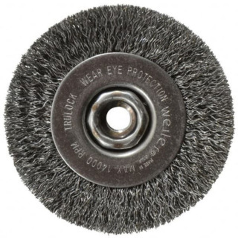 Weiler Abrasives 4 OD, 1/2-13 Arbor Hole, Crimped Steel Wheel Brush 1/2 Face Width, 7/8 Trim Length, 0.014 Filament Diam, 14,000 RPM 93613 – 03596848