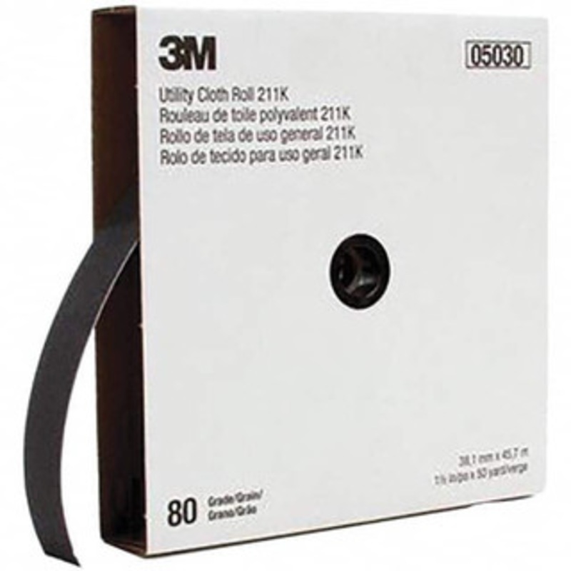 3M 1-1/2 x 50 Yd 80 Grit Aluminum Oxide Shop Roll Medium Grade, J Weighted Cloth Backing 7000118331 – 01653765