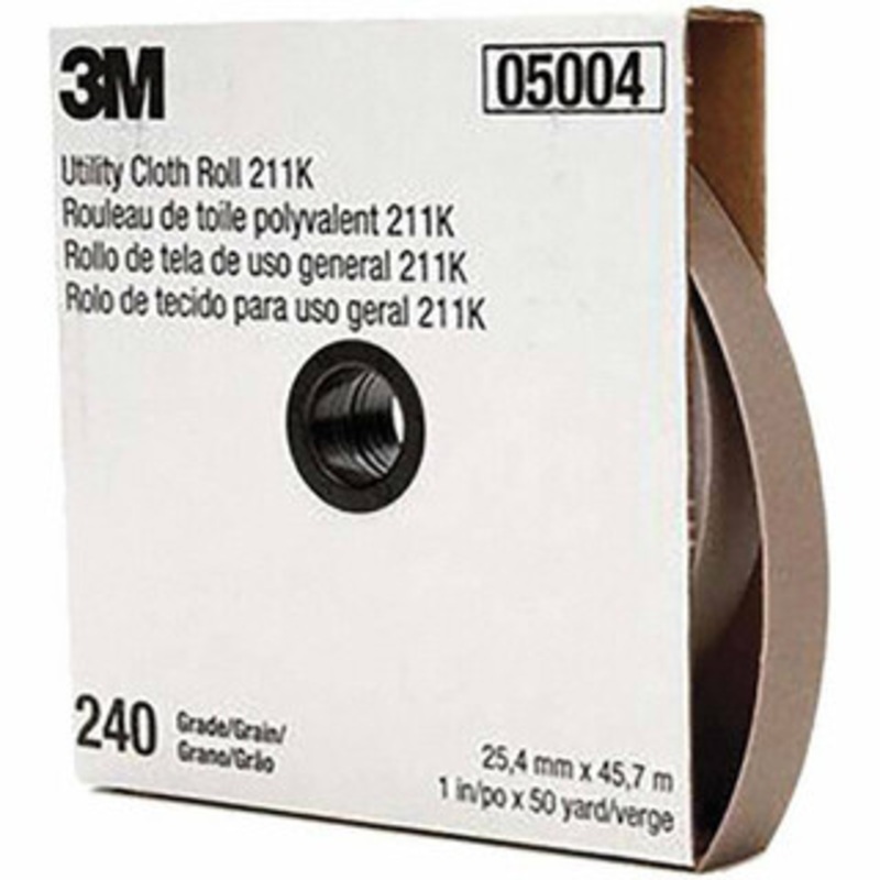 3M 1 x 50 Yd 240 Grit Aluminum Oxide Shop Roll Very Fine Grade, J Weighted Cloth Backing 7000118346 – 01653690