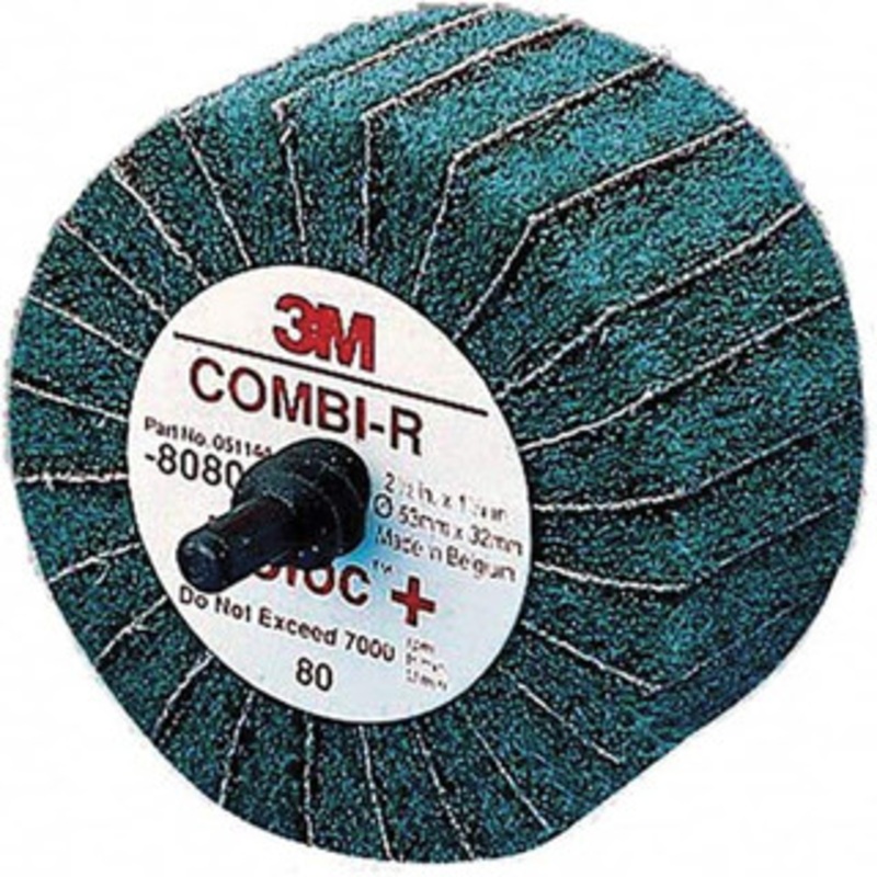 3M 2-1/2 Diam x 1-1/4 Face Width, Medium Aluminum Oxide Nonwoven & Coated Mounted Flap Wheel Roloc Mount, 80 Grit, X Weighted Backing, 7,000 Max RPM 7000077960 – 01608835