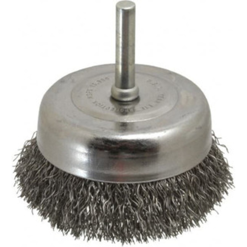 Made in USA 2-3/4 Diam 1/4 Shank Steel Fill Cup Brush Crimped Wire, 0.0118 Wire Diam, 7/8 Trim, 13,000 Max RPM PB33190 – 03541265