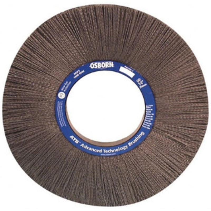 Osborn 10 OD, 2 Arbor Hole, Crimped Nylon Wheel Brush 1 Face Width, 2-1/16 Trim Length, 0.022 Filament Diam, 3,600 RPM 0004054300 – 01063445