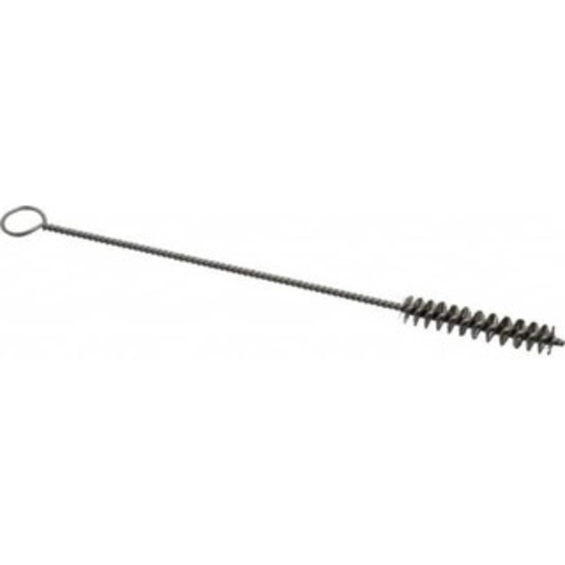 PRO-SOURCE 2 Long x 3/8 Diam Stainless Steel Twisted Wire Bristle Brush Single Spiral, 8 OAL, 0.006 Wire Diam, 0.11 Shank Diam 05048 – 03715877