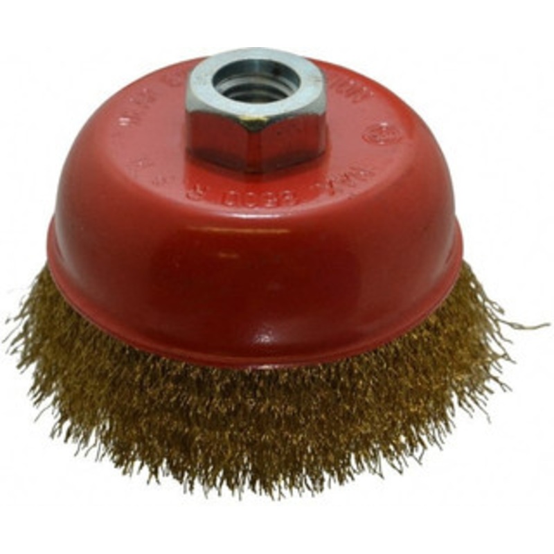Value Collection 4 Diam 5/8-11 Threaded Arbor Steel Fill Cup Brush Crimped Wire, 0.012 Wire Diam, 8,500 Max RPM S04186276 – 04186276