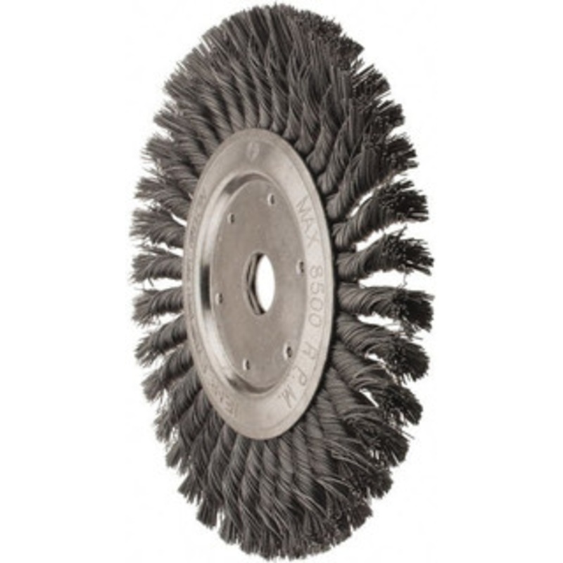 Value Collection 8 OD, 7/8 Arbor Hole, Knotted Steel Wheel Brush 1/2 Face Width, 1-11/16 Trim Length, 0.012 Filament Diam, 8,500 RPM S00652057 – 00652057