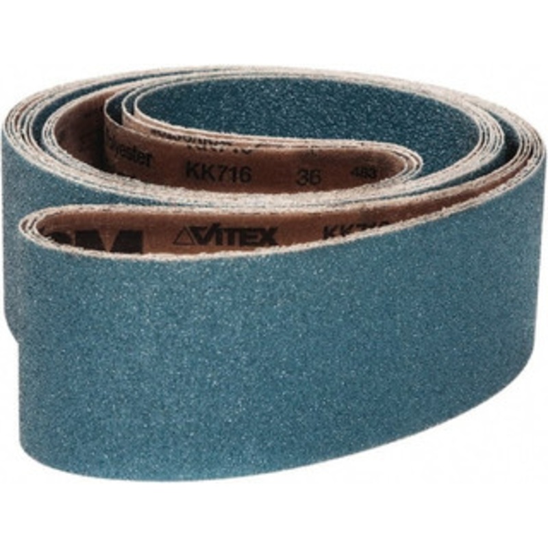 VSM Abrasives Corp. 2 Wide x 48 OAL, 60 Grit, Zirconia Alumina Abrasive Belt Zirconia Alumina, Medium, Coated, X Weighted Cloth Backing, Wet/Dry, Series ZK713X 318206 – 35778497