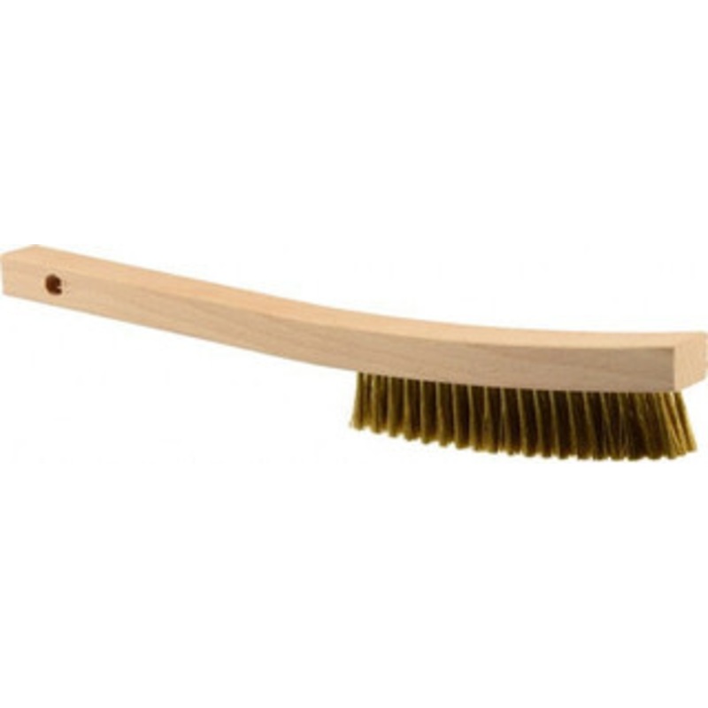 Weiler Abrasives 3 Rows x 19 Columns Brass Plater Brush 5-1/2 Brush Length, 13 OAL, 1 Trim Length, Wood Curved Handle 44118 – 82071879