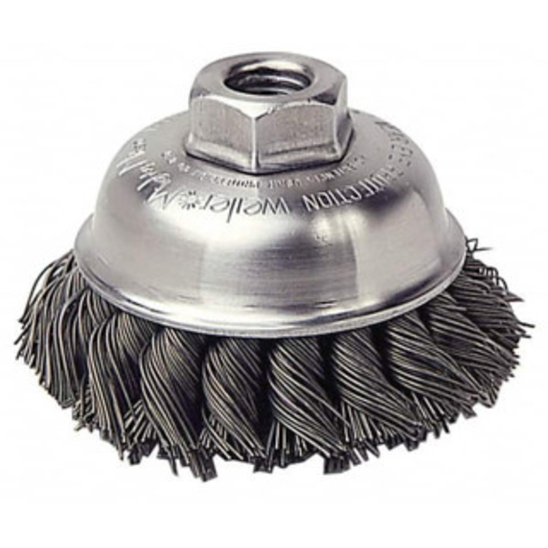 Weiler Abrasives 6 Diam 5/8-11 Threaded Arbor Steel Fill Cup Brush Knotted Wire, 0.014 Wire Diam, 1-5/8 Trim, 6,000 Max RPM 94706 – 03598067