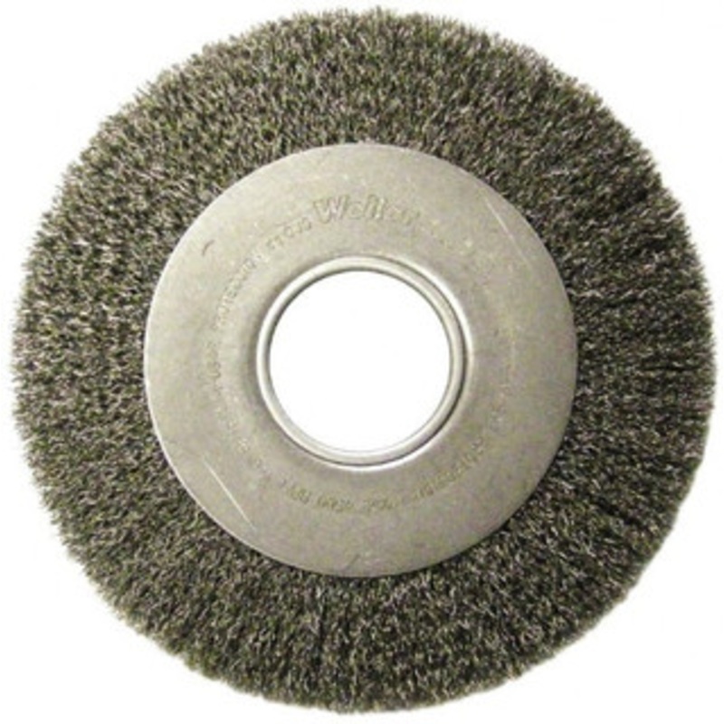 Weiler Abrasives 8 OD, 2 Arbor Hole, Crimped Steel Wheel Brush 1 Face Width, 1-3/8 Trim Length, 0.006 Filament Diam, 4,500 RPM 06090 – 75844878