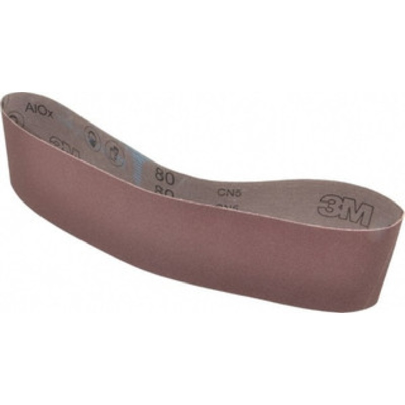 3M 4 Wide x 36 OAL, 80 Grit, Aluminum Oxide Abrasive Belt Aluminum Oxide, Medium, Coated, X Weighted Cloth Backing, Series 340D 7010516112 – 00377432