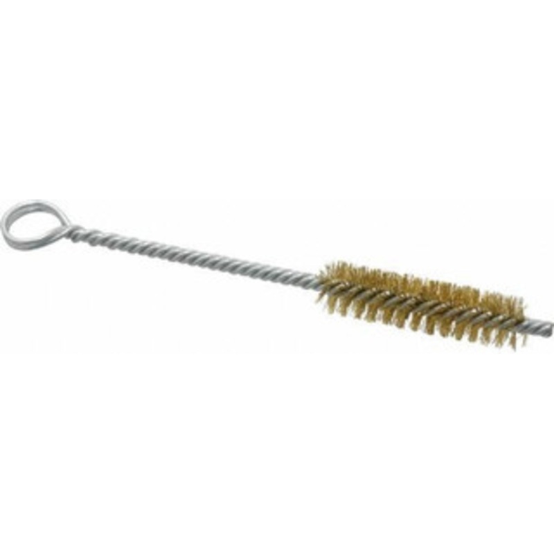 Made in USA 2 Long x 1/2 Diam Brass Twisted Wire Bristle Brush Double Spiral, 5-1/2 OAL, 0.006 Wire Diam, 0.162 Shank Diam 09-230807 – 03716685