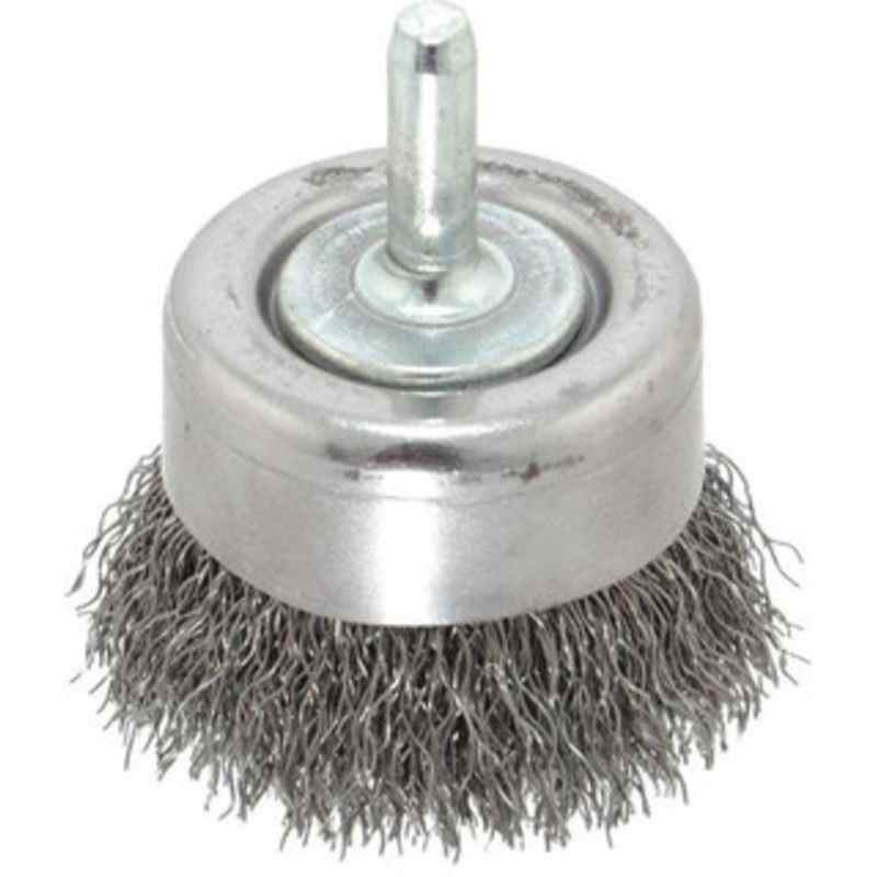 Osborn 2 Diam 1/4 Shank Steel Fill Cup Brush Crimped Wire, 0.0118 Wire Diam, 5/8 Trim, 10,500 Max RPM 0003240800 – 00221457